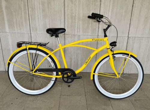 Toldi Cruiser - Férfi cruiser kerékpár - 3 sebességes agyváltós - kontrás bicikli - Citromsárga színben