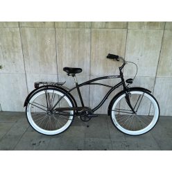   Toldi Cruiser - Férfi cruiser kerékpár - 1 sebességes - kontrás bicikli - Fényes fekete színben