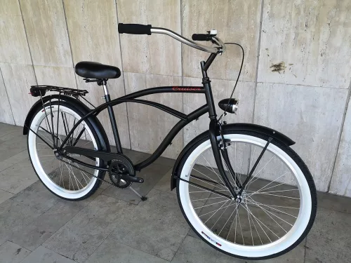 Toldi Cruiser - Férfi cruiser kerékpár - 3 sebességes agyváltós - kontrás bicikli - Matt fekete színben