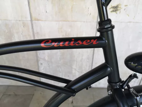 Toldi Cruiser - Férfi cruiser kerékpár - 3 sebességes agyváltós - kontrás bicikli - Matt fekete színben