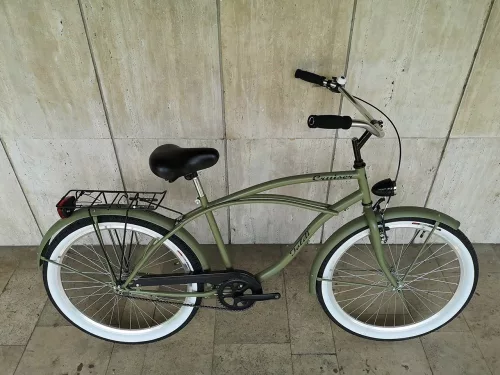 Toldi Cruiser - Férfi cruiser kerékpár - 1 sebességes - kontrás bicikli - Fényes Military színben