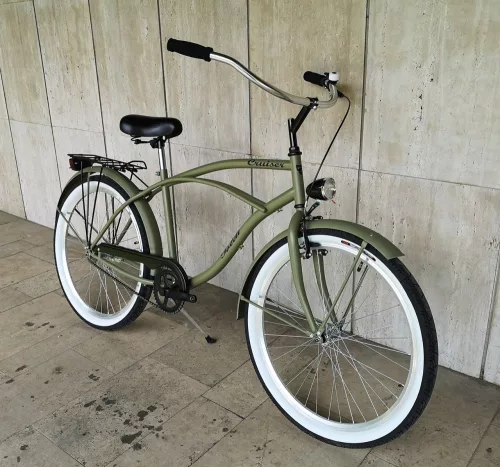 Toldi Cruiser - Férfi cruiser kerékpár - 1 sebességes - kontrás bicikli - Fényes Military színben