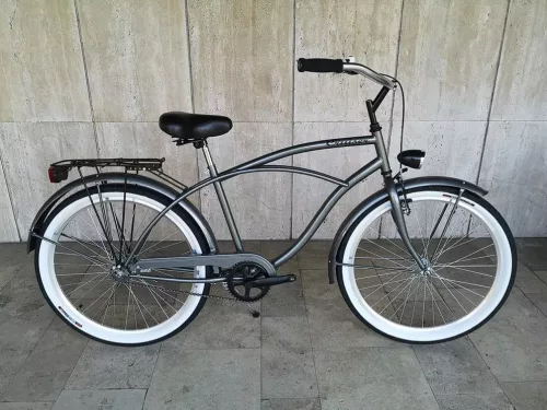 Toldi Cruiser - Férfi cruiser kerékpár - 1 sebességes - kontrás bicikli - Matt fekete színben