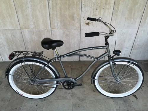 Toldi Cruiser - Férfi cruiser kerékpár - 1 sebességes - kontrás bicikli - Matt fekete színben