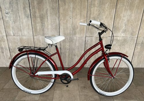 Toldi Cruiser - Női cruiser kerékpár - 1 sebességes - kontrás bicikli - Premium bordó