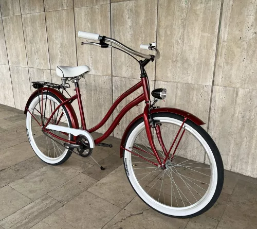 Toldi Cruiser - Női cruiser kerékpár - 3 sebességes agyváltós - kontrás bicikli - Premium bordó