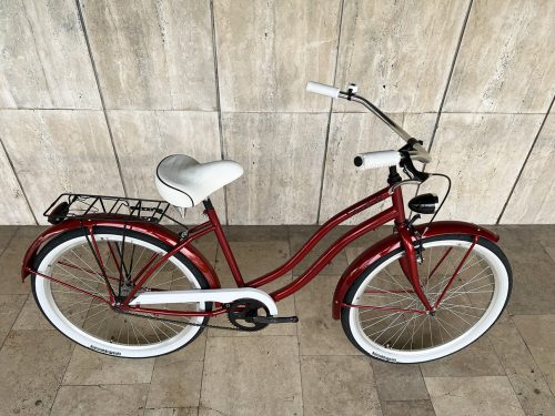 Toldi Cruiser - Női cruiser kerékpár - 1 sebességes - kontrás bicikli - Premium bordó