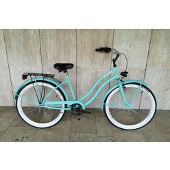   Toldi Cruiser - Női cruiser kerékpár - 1 sebességes - kontrás bicikli - Türkiz színben