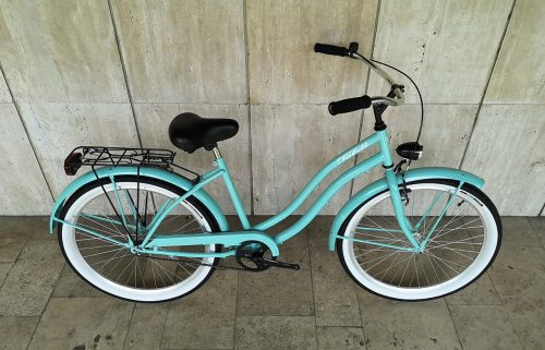 Toldi Cruiser - Női cruiser kerékpár - 1 sebességes - kontrás bicikli - Türkiz színben