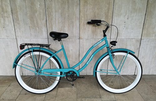 Toldi Cruiser - Női cruiser kerékpár - 3 sebességes agyváltós - kontrás bicikli - Celeste színben
