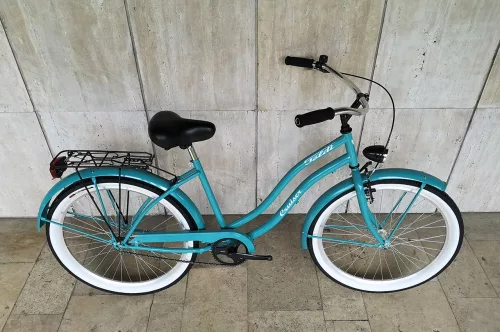 Toldi Cruiser - Női cruiser kerékpár - 3 sebességes agyváltós - kontrás bicikli - Celeste színben