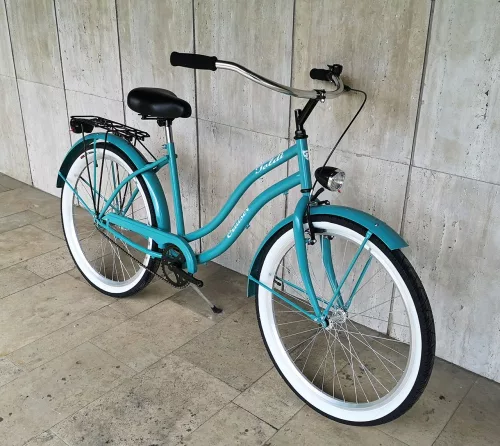 Toldi Cruiser - Női cruiser kerékpár - 3 sebességes agyváltós - kontrás bicikli - Celeste színben