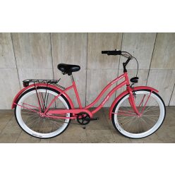   Toldi Cruiser - Női cruiser kerékpár - 3 sebességes agyváltós - kontrás bicikli - Eper színben