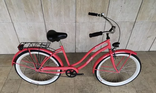 Toldi Cruiser - Női cruiser kerékpár - 3 sebességes agyváltós - kontrás bicikli - Eper színben