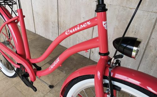 Toldi Cruiser - Női cruiser kerékpár - 1 sebességes - kontrás bicikli - Eper színben
