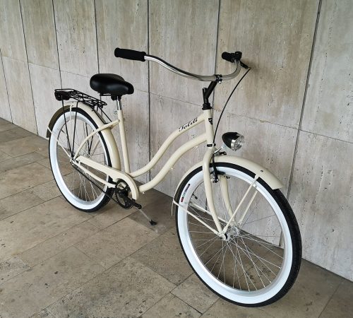 Toldi Cruiser - Női cruiser kerékpár - 3 sebességes agyváltós - kontrás bicikli - Krém színben