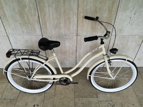 Toldi Cruiser - Női cruiser kerékpár - 1 sebességes - kontrás bicikli - Krém színben