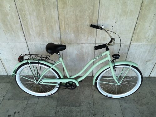 Toldi Cruiser - Női cruiser kerékpár - 1 sebességes - kontrás bicikli - Menta zöld