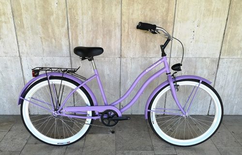 Toldi Cruiser - Női cruiser kerékpár - 1 sebességes - kontrás bicikli - Matt lila színben