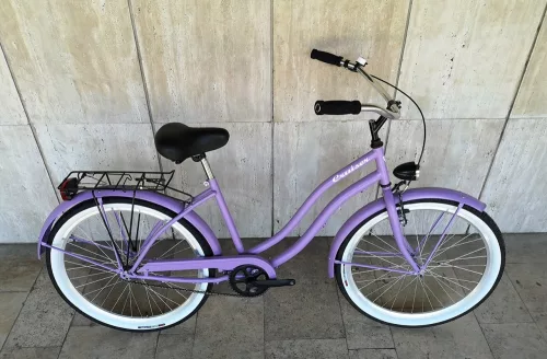 Toldi Cruiser - Női cruiser kerékpár - 3 sebességes agyváltós - kontrás bicikli - lila színben