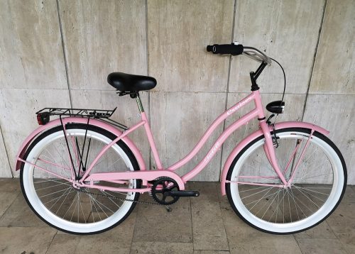 Toldi Cruiser - Női cruiser kerékpár - 1 sebességes - kontrás bicikli - Rózsaszín színben