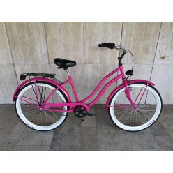   Toldi Cruiser - Női cruiser kerékpár - 3 sebességes agyváltós - kontrás bicikli - Pink színben