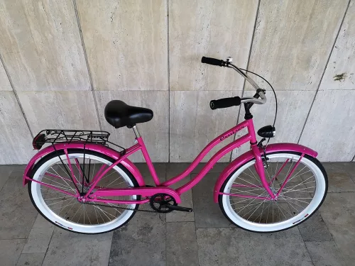Toldi Cruiser - Női cruiser kerékpár - 3 sebességes agyváltós - kontrás bicikli - Pink színben