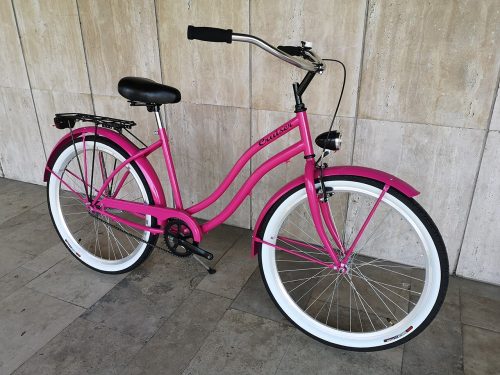 Toldi Cruiser - Női cruiser kerékpár - 1 sebességes - kontrás bicikli - Pink színben