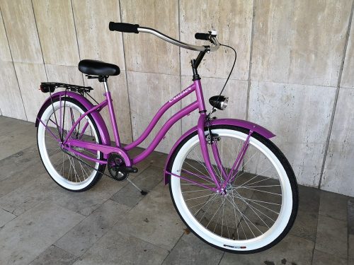 Toldi Cruiser - Női cruiser kerékpár - 3 sebességes agyváltós - kontrás bicikli - Violet színben