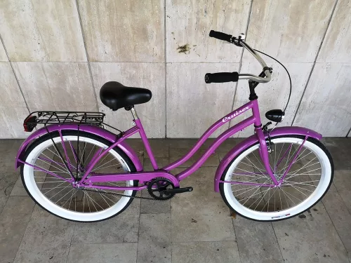Toldi Cruiser - Női cruiser kerékpár - 1 sebességes - kontrás bicikli - Violet színben