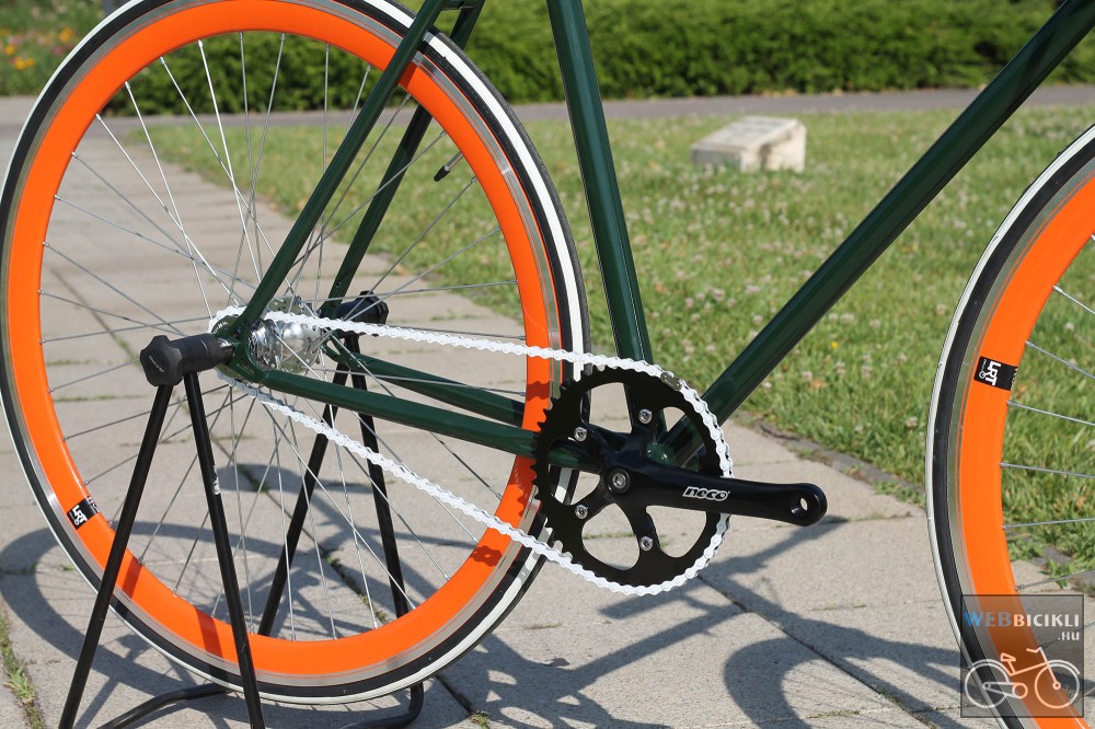 Fixi Kerékpár - Egyedi festésű - Olajzöld-narancs - Épített fixi