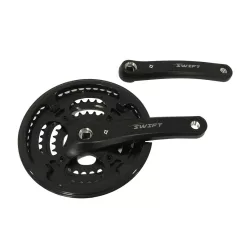   Hajtómű mtb alu 28/38/48T 170M | swift-201P, fekete hajtókar | fekete láncvédővel