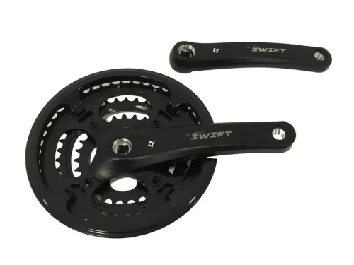 Hajtómű mtb alu 28/38/48T 170M | swift-201P, fekete hajtókar | fekete láncvédővel