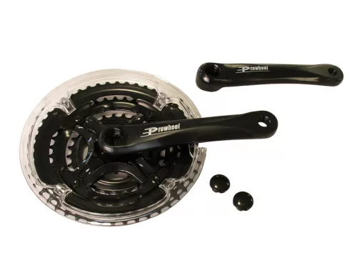 Hajtómű mtb alu 28/38/48T 170M | my-ac41, fekete | átlátszó láncvédővel