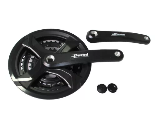 Hajtómu alu 28/38/48T 170mm | prowheel ty-cq01 fekete, láncvédővel | tengely hossza 124,5mm