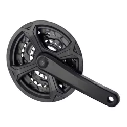   Hajtómu alu 28/38/48T 170mm | prowheel ty-cq02 fekete, láncvédővel | tengely hossza 120mm