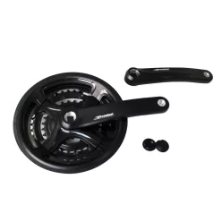   Hajtómu alu 28/38/48T 170mm | prowheel ty-cm99 fekete, láncvédővel | tengely hossza 124,5mm