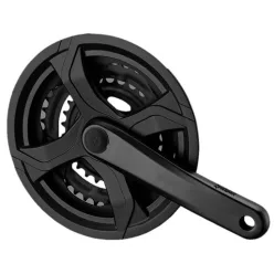   Hajtómu alu 28/38/48T 175mm | prowheel ty-cq01 fekete, láncvédővel | tengely hossza 124,5mm