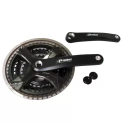   Hajtómu alu 28/38/48T 175mm | prowheel ty-cq01 fekete, láncvédővel | tengely hossza 124,5mm