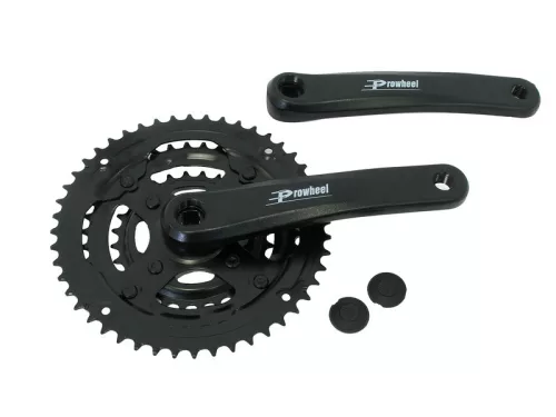 Hajtómu alu 28/38/48T 175mm | prowheel ty-cq01 fekete, láncvédő nélkül | tengely hossza 124,5mm