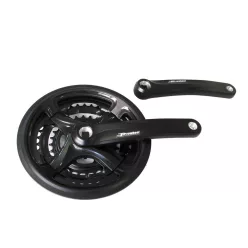   Hajtómu alu 28/38/48T 175mm | prowheel ty-cm99 fekete, láncvédővel | tengely hossza 124,5mm
