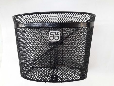 Első kosár | Csepel logóval ellátott sűrű szövésű biciklis kosár | Fekete