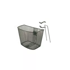   Kosár első acél sűrűszövésű 35x25x26 cm + tartozék + lámpatartó fekete