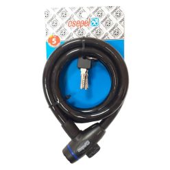 Zár csepel kábel 15x1500mm kulcsos fekete