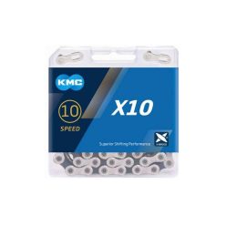   Lánc kmc X10 1/2x11/128 | 114 szem műanyag dobozban 10 sebesség | ezüst/fekete
