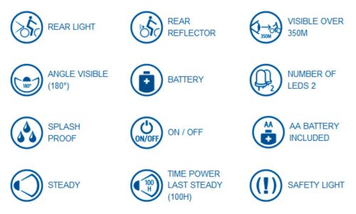 Hátsó lámpa - 3 LED - csomagtartóra - elemes