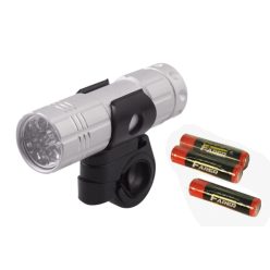 Lámpa első elemes 9 led +elem | ezüst aluminium ház