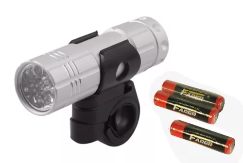 Lámpa első elemes 9 led +elem | ezüst aluminium ház
