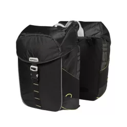 Basil-taska-csomagtartora-Miles-Double-Bag-Universal-Bridge-system-fekete-lime