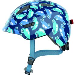   ABUS kerékpáros gyerek sisak Smiley 3.0 LED, In-Mold, blue car, S (45-50 cm)